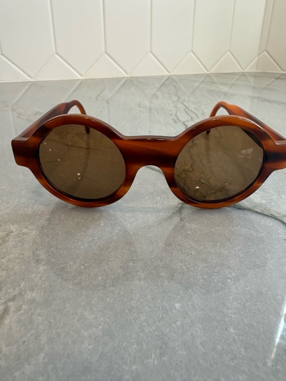 Giorgio Armani Tortoiseshell Brown Round Sunglasses